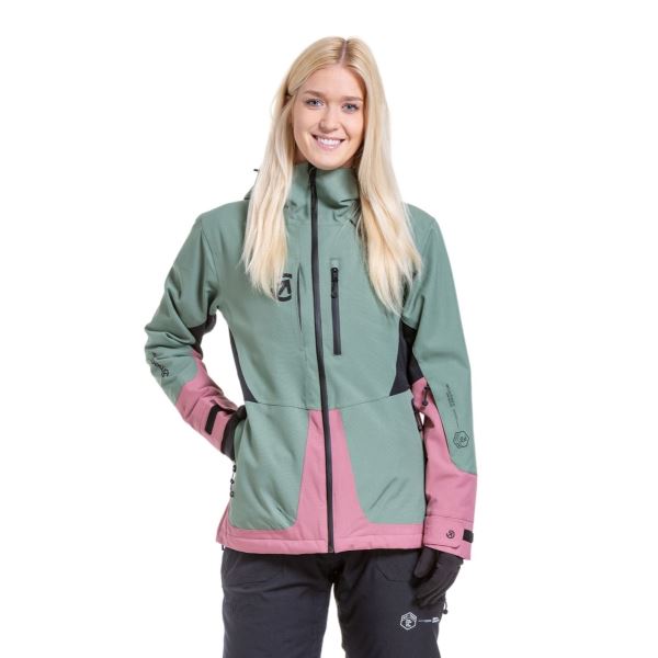 Női SNB & SKI kabát Meatfly Gaia zöld/rózsaszín