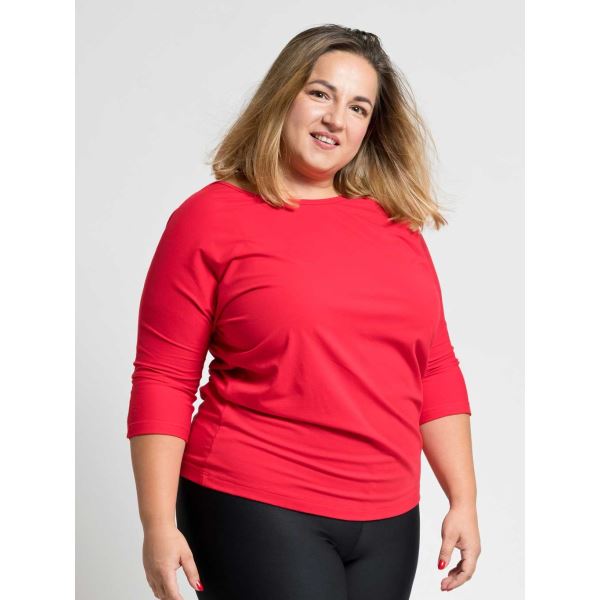 Női pamut póló Plus Size CityZen elasztán piros színnel