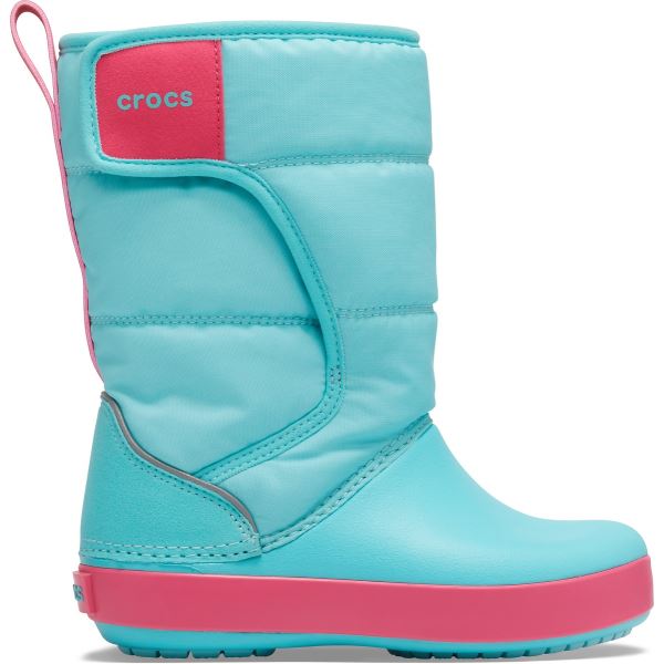 Gyermek téli csizma Crocs LODGEPOINT Snow Boot K kék / rózsaszín