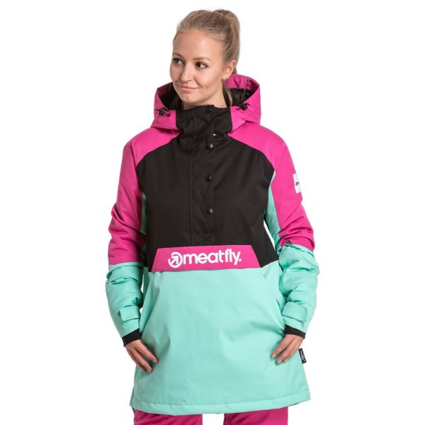Női kabát Meatfly SNB & SKI Aiko Premium türkiz/rózsaszín