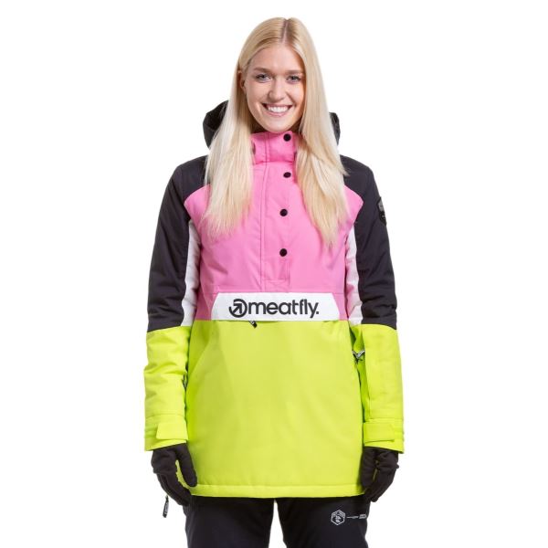Női SNB & SKI kabát Meatfly Aiko lime/rózsaszín