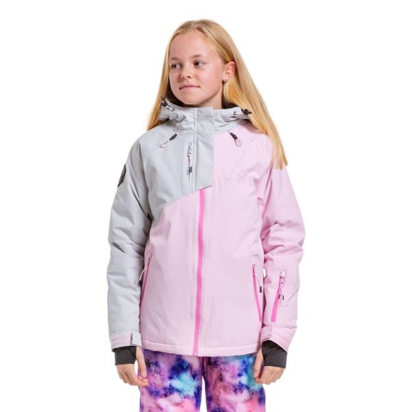 Gyermek SNB & SKI kabát Meatfly Deliah világosszürke/rózsaszín