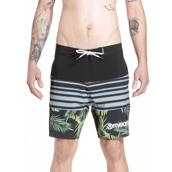 Férfi fürdőruha Meatfly Ernie Boardshorts 19" fekete/fehér