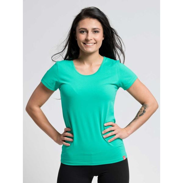 Női pamut póló CityZen classic elasztán zöld színnel