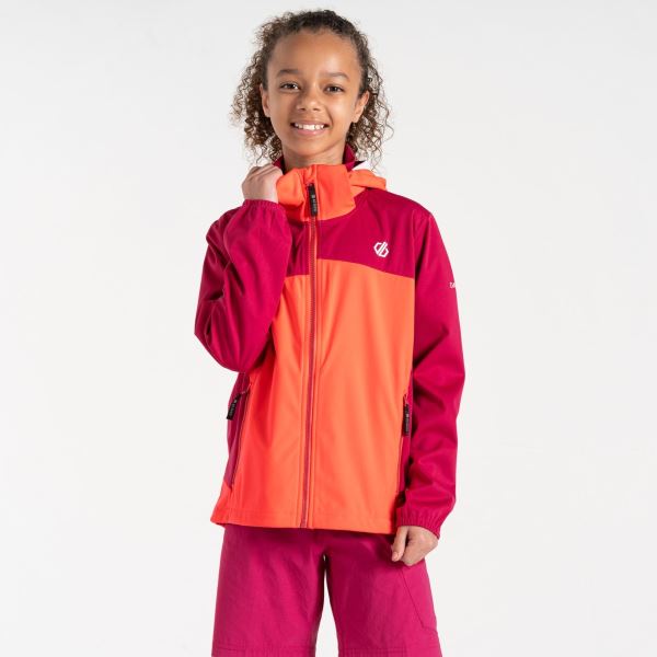 Gyermek softshell kabát Dare2b CHEER narancssárga/rózsaszín