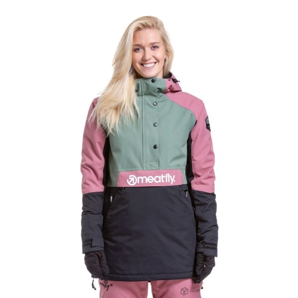 Női SNB & SKI kabát Meatfly Aiko zöld/rózsaszín
