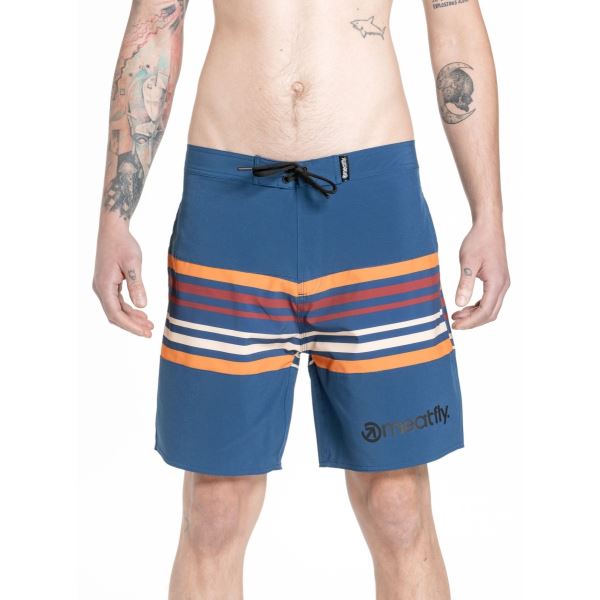 Férfi fürdőruha Meatfly Ernie Boardshorts 19" kék/narancs