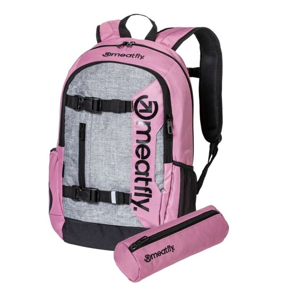 Meatfly Basejumper hátizsák + INGYENES tolltartó rózsaszín/szürke