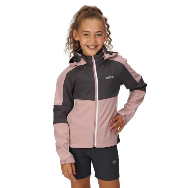 Gyermek softshell kabát Regatta ACIDITY VI rózsaszín/szürke