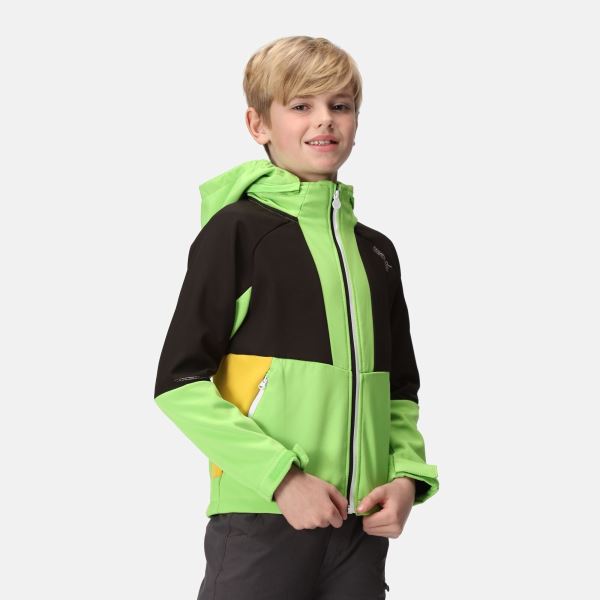 Gyerek softshell kabát Regatta HAYDENBURY zöld/fekete