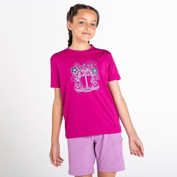 Gyerek funkcionális póló Dare2b RIGHTFUL sötét rózsaszín