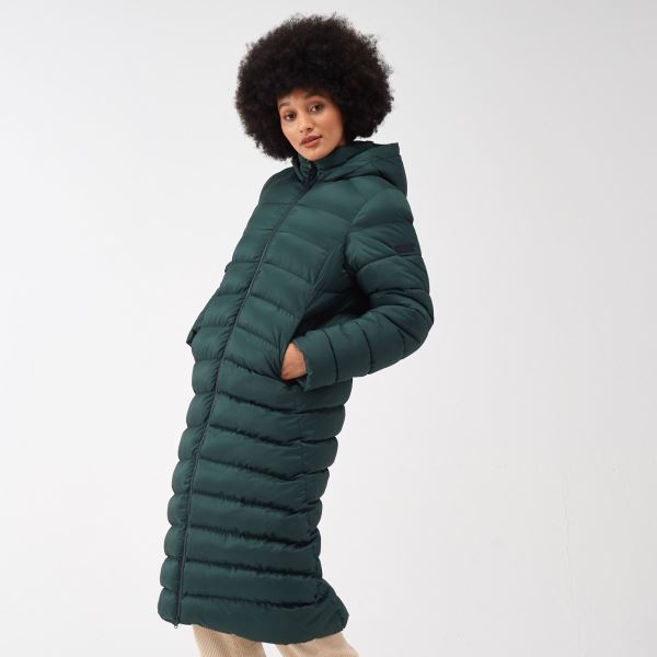Női hosszú steppelt kabát Regatta ELEDNER sötétzöld