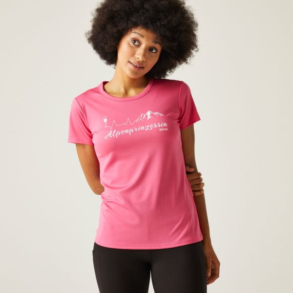 Női funkcionális póló Regatta FINGAL SLOGAN rózsaszín